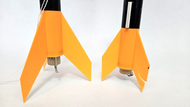 Original size model rocket fins and modified smaller fins