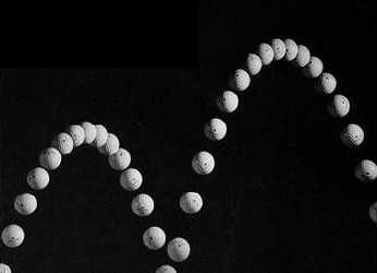 A composite image shows the path of a bouncing ball