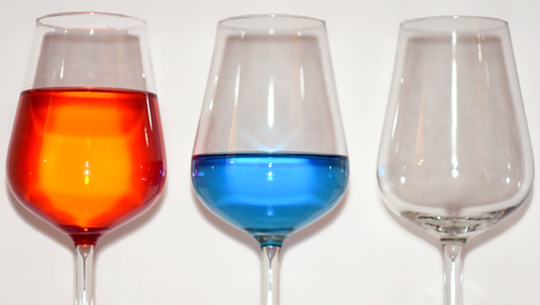 Three glasses with varying amounts of water