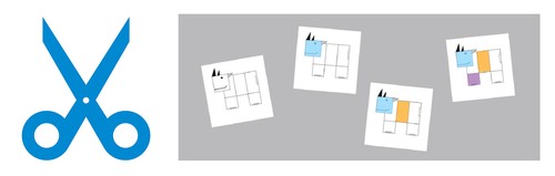 Four square pieces to be cut out
