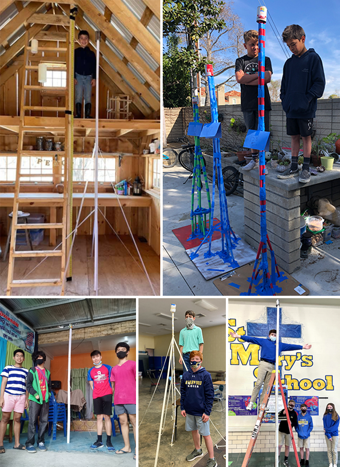 Examples of paper towers from the 2021 Fluor Challenge