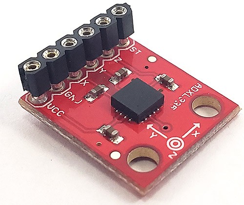 Accelerometer breakout board with header pins attached