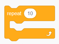 Cropped screenshot of a repeat block in the program Scratch