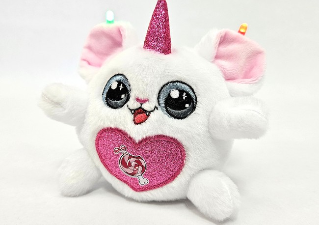 A cute stuffed animal with LEDs on its ears