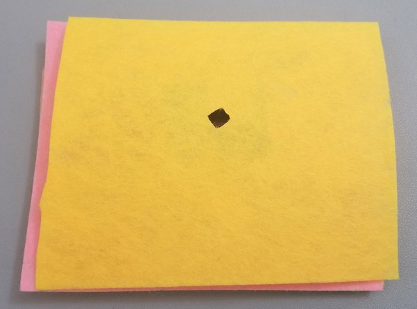 hole cut out of LED patch. 