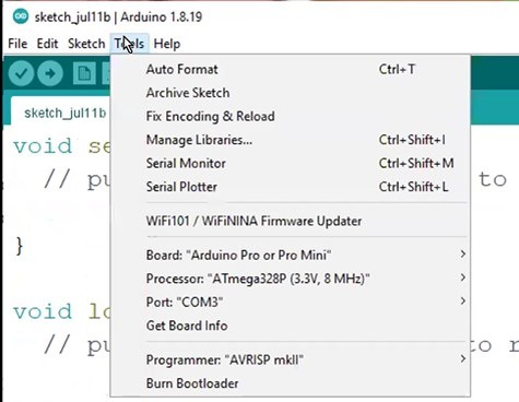 Arduino IDE Tools setting required. 