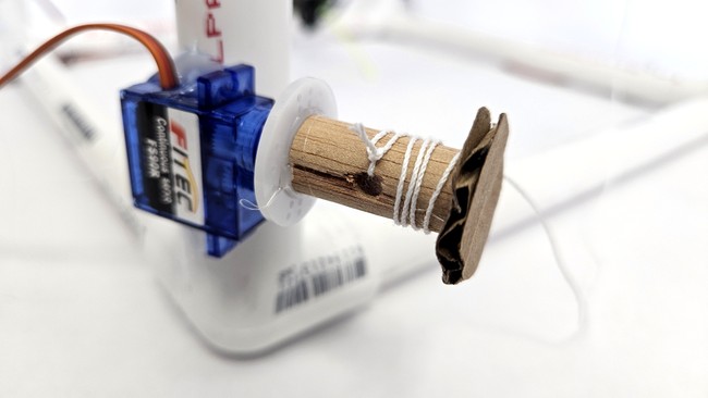 winch mechanism made from servo and wooden dowel