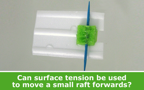 Explore surface tension with a small raft and soap science experiment / Hand-on STEM experiment