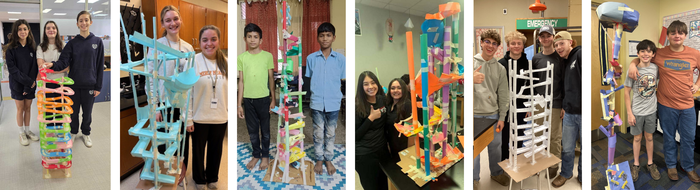 Examples of tall designs entered in the Ball Run Challenge