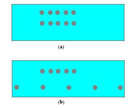 Two equal length rows each contain five dots above two unequal length rows that each contain five dots