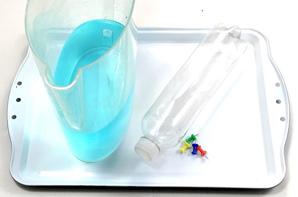 Materials needed to do a science activity that explores when holes do and do not leak.