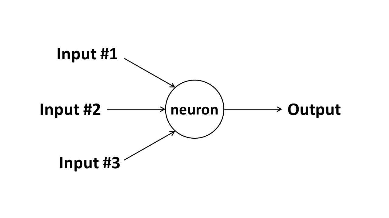 Diagram of a single-neuron neural network with three inputs and one output