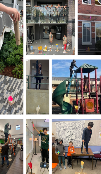 Examples of dropping rockets from greater heights for the Rocket Catcher Challenge