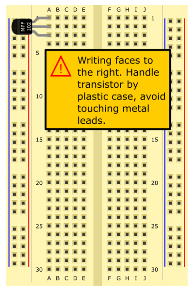 Insert transistor leads into holes A1, A2, A3