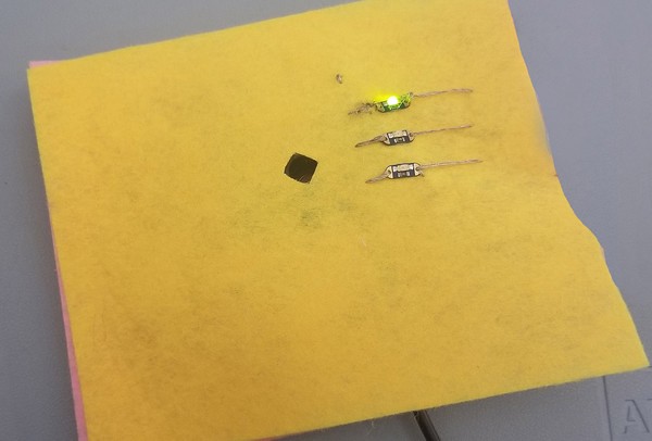 Clean air test for LED with Green Led lighting up. 