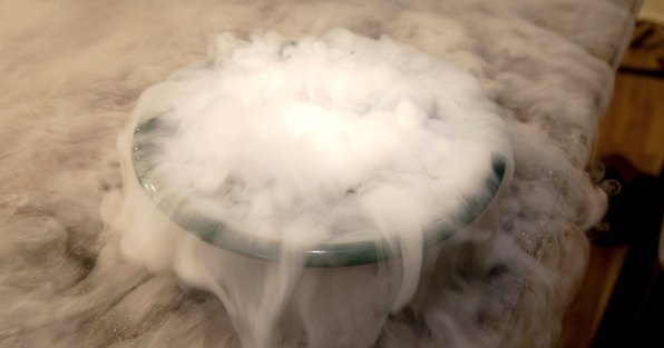 Dry ice in a bowl with c02