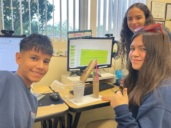 Students with sorting machines