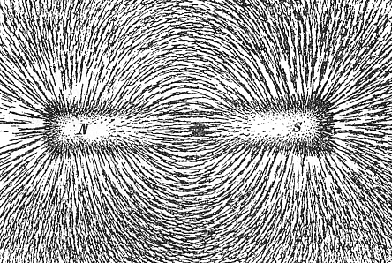 drawing of field lines magnetic field from iron filings