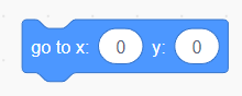 Cropped screenshot of a go to x and y coordinate block in the program Scratch
