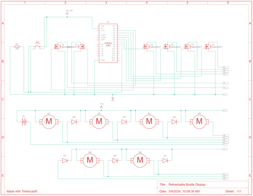 circuit schematic for refreshable braille display