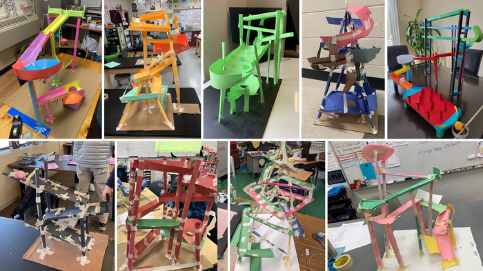 Examples of paper ball runs from the 2022 Fluor Challenge