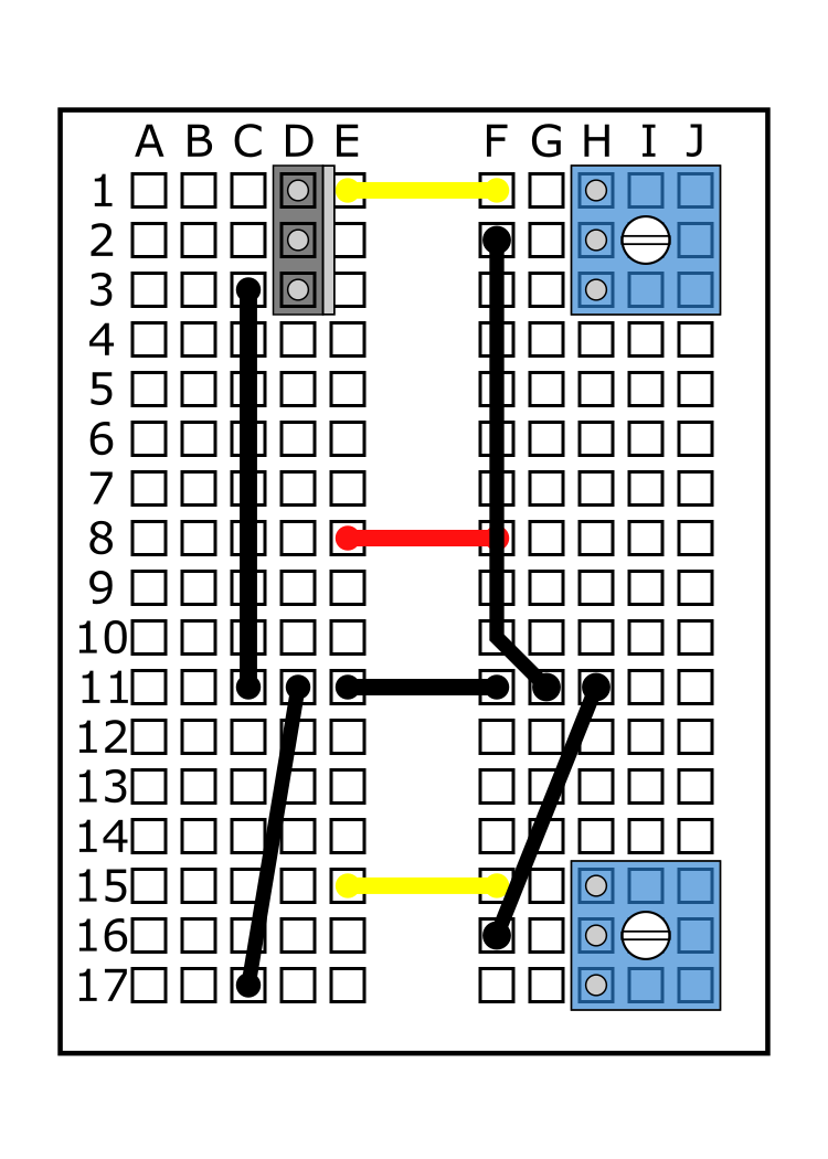 Insert the MOSFET's pins into D1, D2, and D3.  