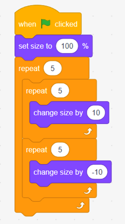 A script is created to change sizes of an object when a flag is clicked