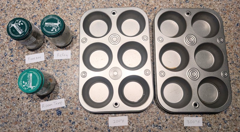 baby food jars and muffin trays with water samples
