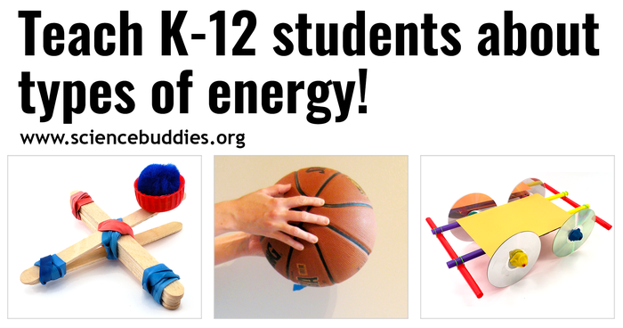 Mini popsicle stick catapult, basketball held up, and toy car with straw bumper system to represent collection of STEM lessons and activities to teach about energy