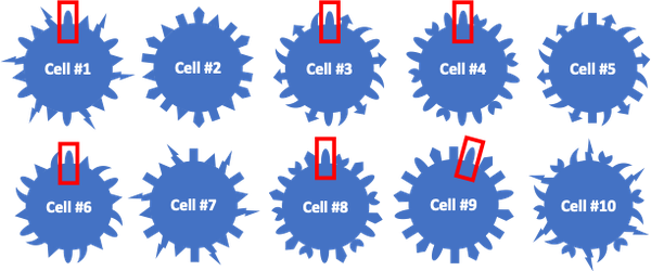 Ten circular shapes represent ten different pathogen variants.