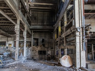 warehouse setting  with possible asbestos materials