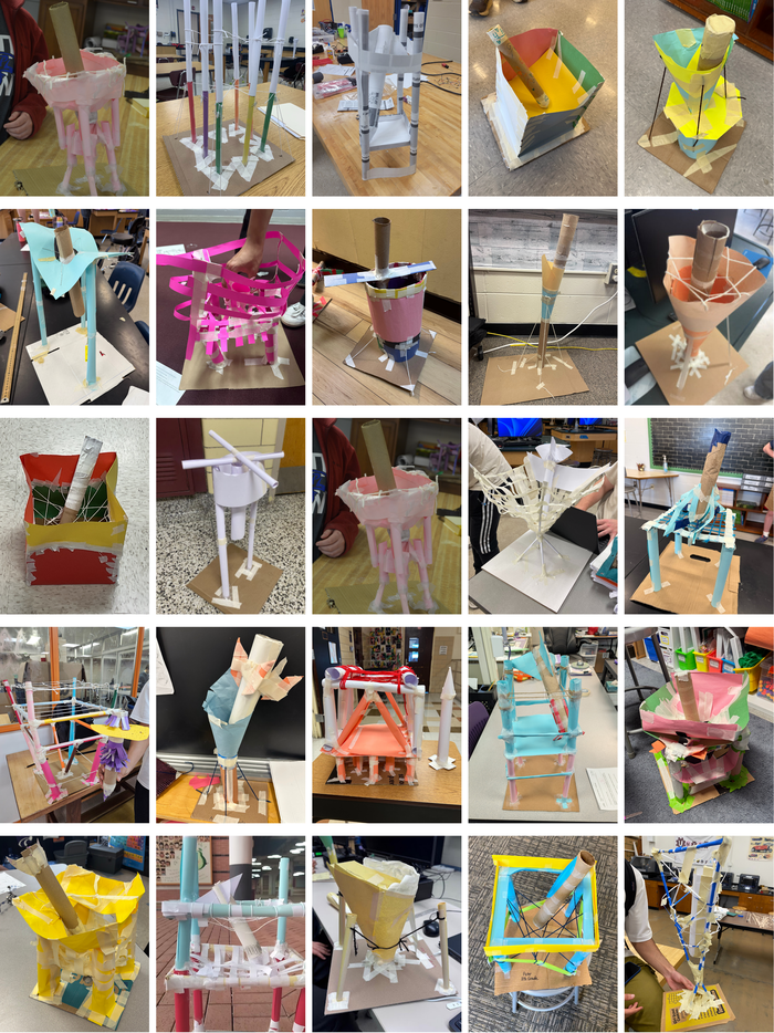 Examples of designs entered in the Rocket Catcher Challenge