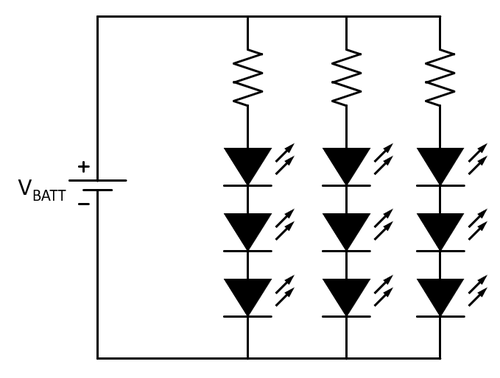 circuit diagram for combination series-parallel LED circuit