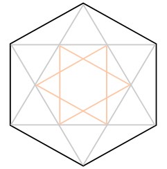 Alternating corners of a hexagon are connected to form two triangles