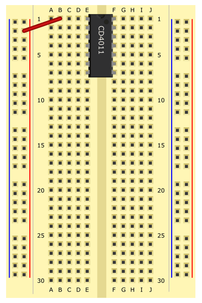 Jumper wire from B1 to (+) bus.