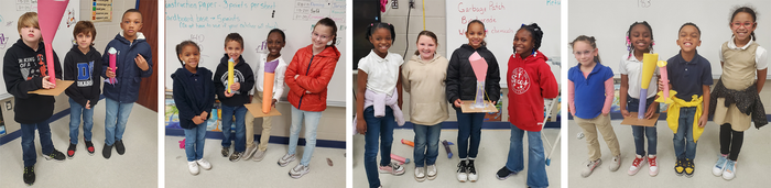 Students with their Rocket Catcher Challenge entries