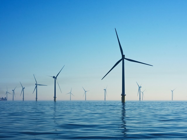 Wind farm in the ocean