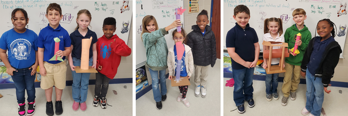 Students with their Rocket Catcher Challenge entries