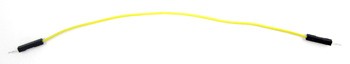 A yellow male-to-male jumper wire