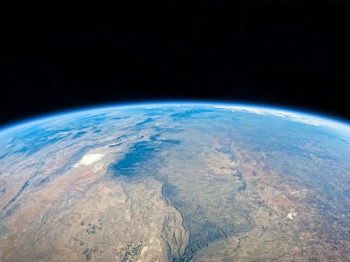 Earth as viewed from the capsule of Blue Origin NS-25