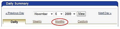 Screenshot of the daily summery page on the website wunderground.com