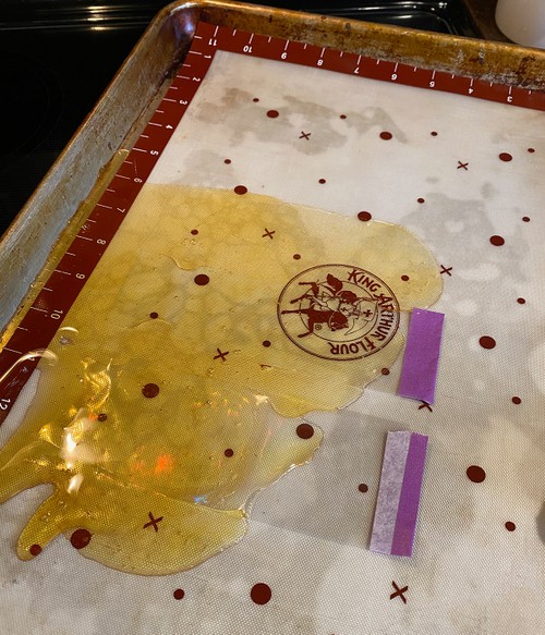 candy poured onto diffraction grating 
