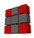 A three-by-three grid of cubes with the corner cubes highlighted in red