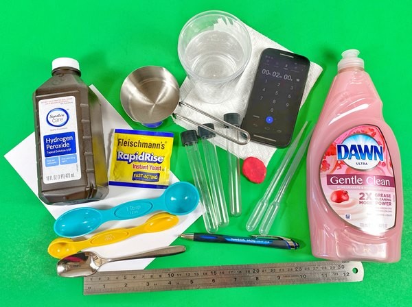 Materials needed for the lesson 'Enzymatic Activity of a Foaming Reaction.'