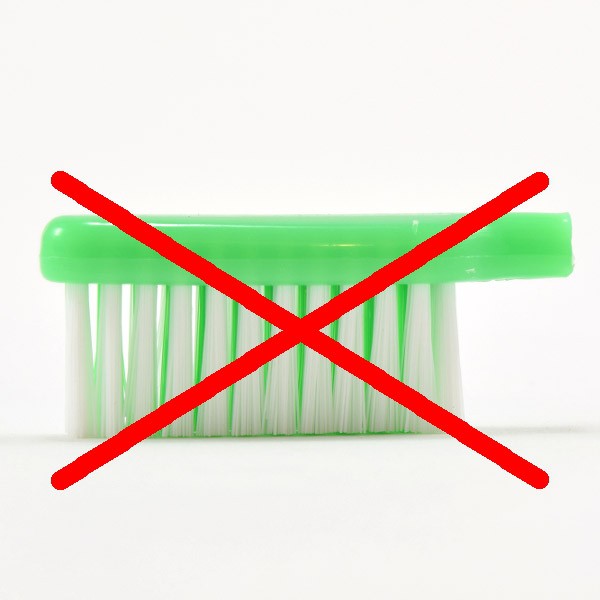 Do not use toothbrushes with straight bristles  