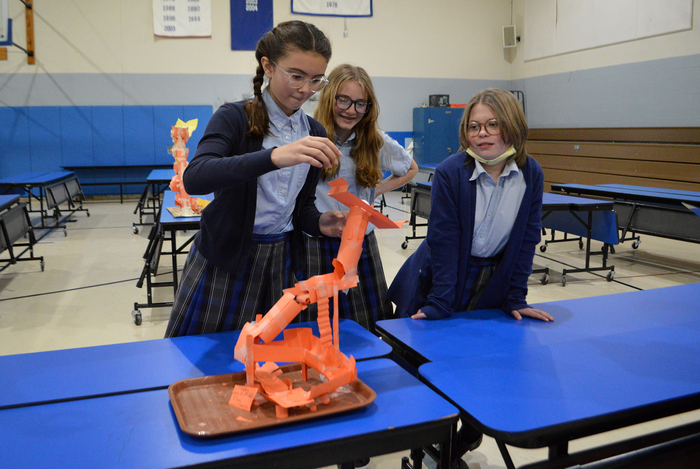 Team testing paper ball run from the 2022 Fluor Challenge