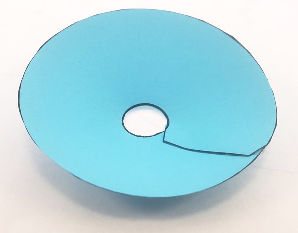 speaker cone with ends glued together.