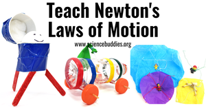 Balloon car, egg drop device, and parachute for experiments and lessons to teach about Newton's Laws of Motion