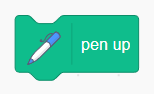 Cropped screenshot of a pen up block in the program Scratch