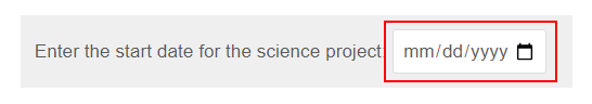 Enter project start date screenshot